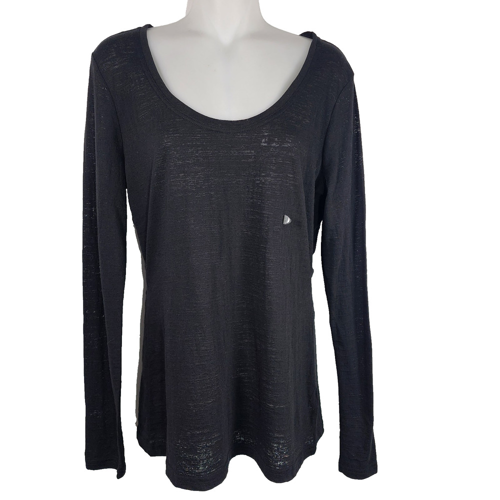 Maurice’s Woman T Shirt Black Long Sleeve Sheer Scoop Large Layering Lightweight